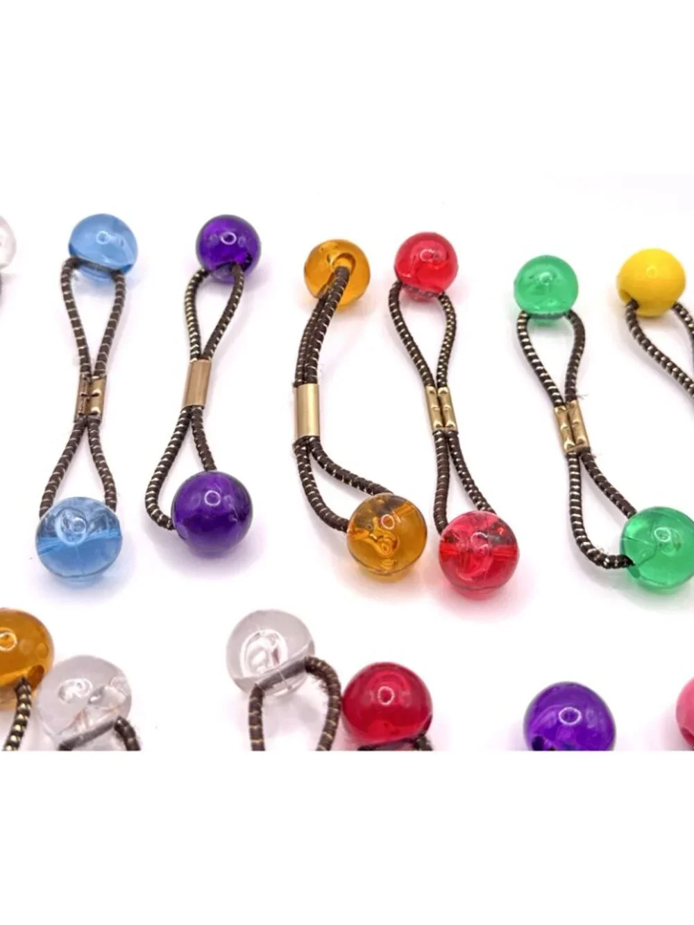 20 GOODY Vintage Ponytail Holders Twin Beads Medium Knocker Balls Hair Ties #3